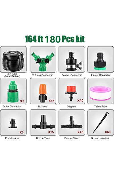 Choice طقم ري بالتنقيط الدقيق بطول 50 مترًا، طقم ري أوتوماتيكي للنباتات مع قط...