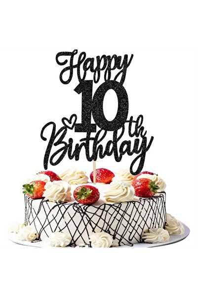 Choice black 1 PCS Black Cool 10th Birthday Cake Topper - Awesome 10 Ten Hell...