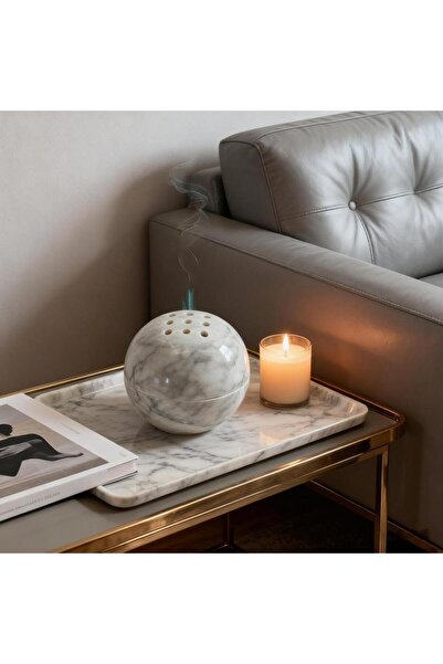 Choice كرة كارارا من حجر الترافرتين / كرة من رخام كارارا الأبيض، كرة مبخرة، د...