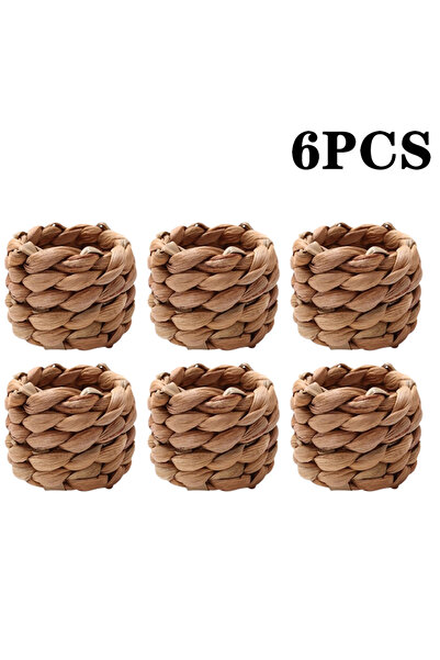 Choice1 6PCS Handmade Water Hyacinth Napkin Rings, Eco-Friendly Grass Woven N...