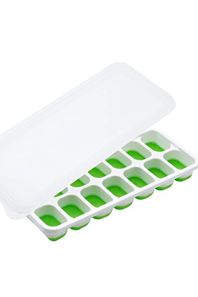 Choice Green Ice Cube Tray Mold with Lid Silicone Square 14 Cube Easy Release...