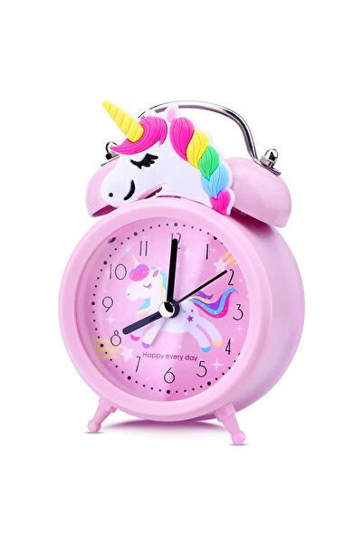 Choice pink A Pink Unicorn Kids Alarm Clk Double Bell Clk with Backlight Cute...