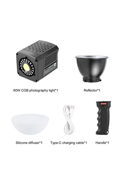 Choice مصباح فيديو LED محمول باليد من PULUZ بقوة 60 واط بتقنية COB، لون أسود،...