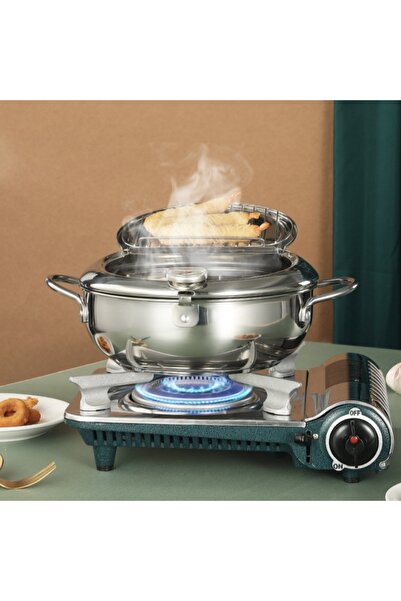 Choice L Japanese Deep Frying Pot with a Thermometer and a Lid 304 Stainless ...