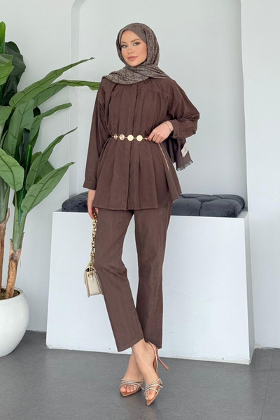 Hazamoda Joy Pleated Suit Brown