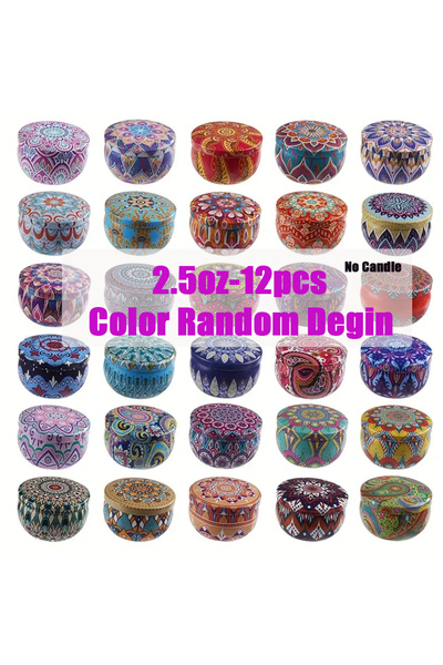 choice2 12 قطعة - ألوان عشوائية، برطمانات شموع مطبوع سعة 2.5 أونصة مع أغطية، ...