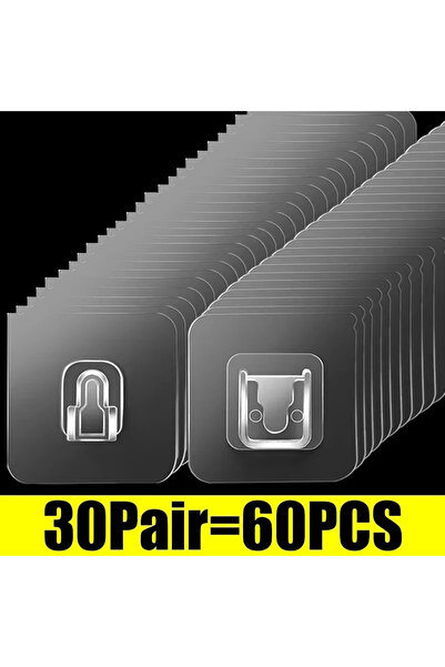 Choice3 60PCS(30Pairs) 30/20/10/5Pairs Double-Sided Hooks Adhesive Transparen...
