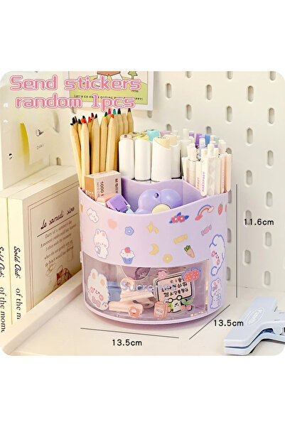 choice2 Purple Cute Rotating Pen Holder Desktop Drawer Stationery Box Case Sc...