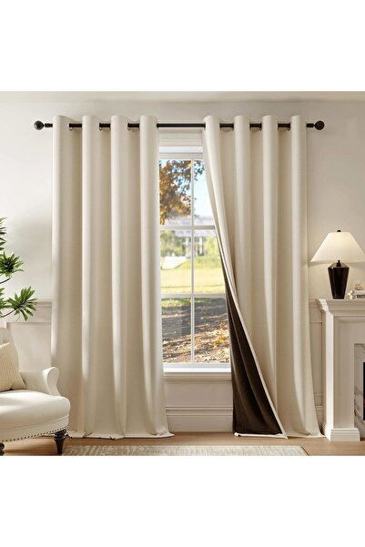 Choice6 ستائر تعتيم ثابتة الطيات، مقاس 132 × 244 سم، لون بيج، قطعتان أو قطعة ...