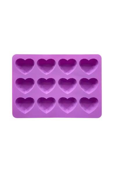 Choice1 قالب سيليكون بنفسجي اللون على شكل قلوب، 12 تجويف، لصنع الكب كيك والشو...