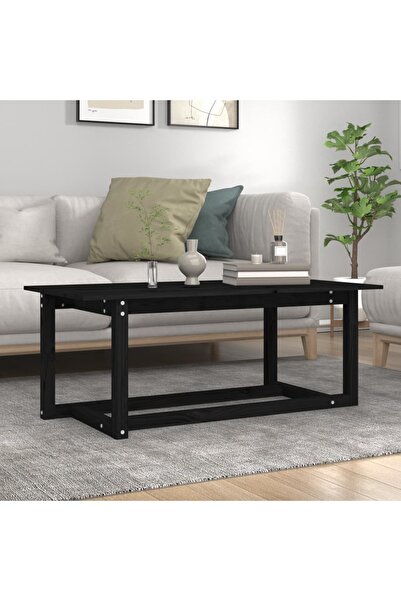 Concept Τραπεζάκι σαλονιού, μαύρο, 110x55x45 cm, μασίφ ξύλο πεύκου