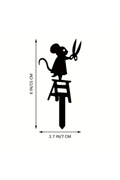 Choice S Mouse Mini Art Deco Metal Garden Post with Scissors Mouse - Lawn Sig...