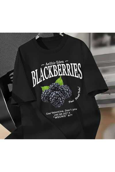 COHERENT تي شيرت قطني كبير الحجم مطبوع عليه شعار BLACKBERRIES للجنسين للرجال/...