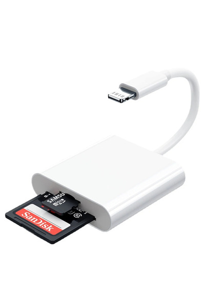 Choice قارئ بطاقات لايتنينج 2 في 1 أبيض اللون، مزود بفتحة فلاش TF، متوافق مع ...