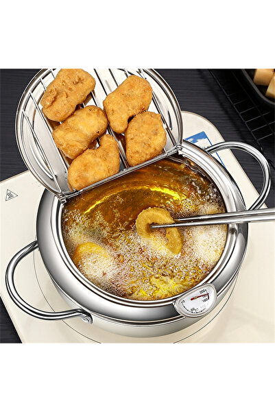 Choice1 M Japanese Deep Frying Pot with a Thermometer and a Lid 304 Stainless...