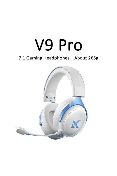 Choice3 سماعات رأس MCHOSE V9 Pro 7.1 للألعاب الإلكترونية، لون أبيض وأزرق، تُث...