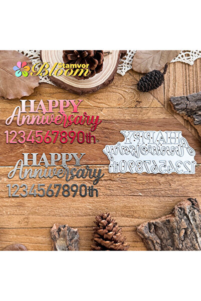 Choice Original Useful HAPPY ANNIVERSARY Words Dies with Numbers Metal Cuttin...
