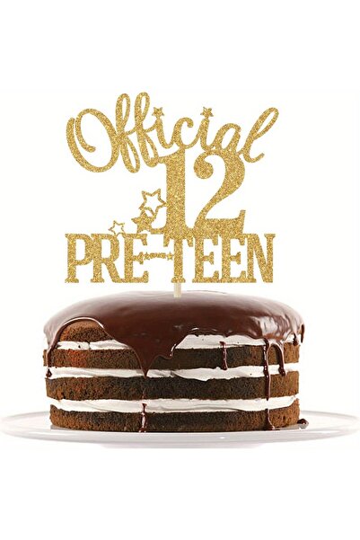 Choice زينة كعكة رسمية ذهبية اللون، قطعة واحدة، لعيد ميلاد ما قبل المراهقة (1...