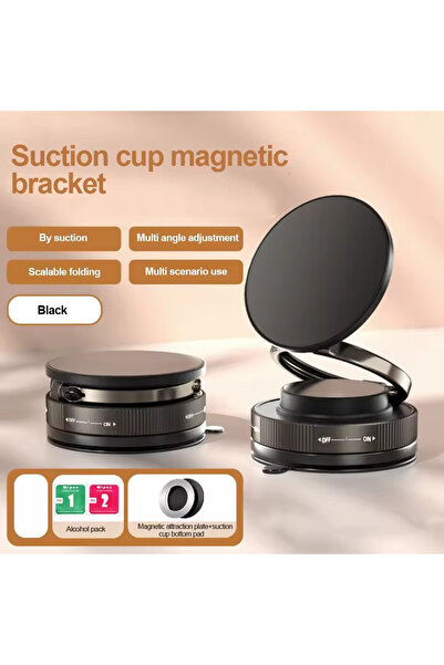 Choice1 black Foldable Super Strong Magnetic Vacuum Suction Phone Holder Stan...