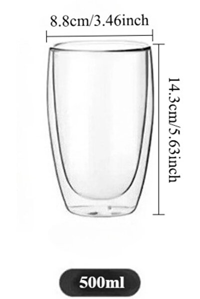 choice2 90ml-500ml One 500ml cup Double Wall Insulated Glass Cup Clear Espres...