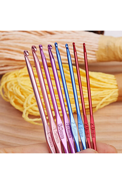 Choice 8pcs Mixed colors 8pcs Colorful Aluminum Crhet Hooks Metal Handle Knit...