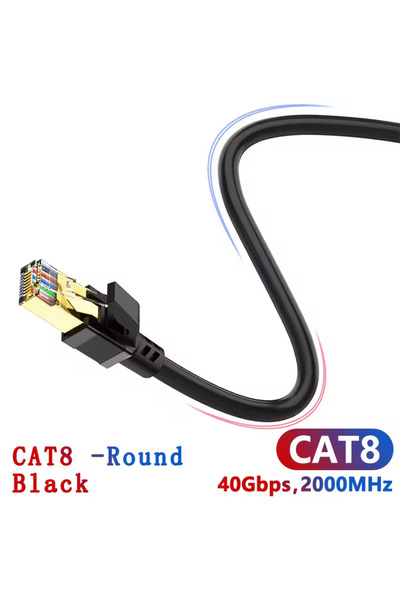 Choice20 كابل إيثرنت أسود دائري بطول 10 أمتار للألعاب، عالي السرعة، من الفئة ...