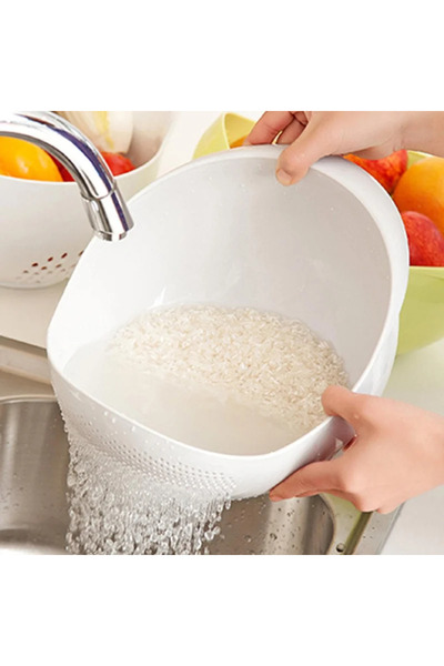 choice2 فلتر بلاستيكي أبيض قطعة واحدة - سلة تصريف، وعاء أرز، سلة تصريف، وعاء ...