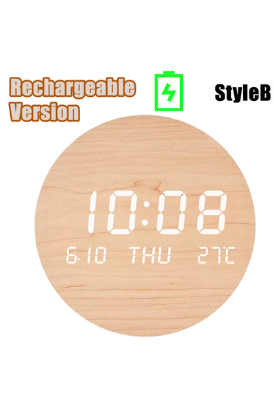 Choice1 StyleB Charging Simple Digital Wall Clk Temp Date Multi-function Disp...