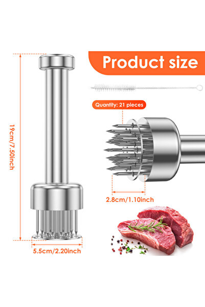 Choice3 مطرقة لحوم سريعة التحضير من الفولاذ المقاوم للصدأ، طراز 4، لإدخال سري...