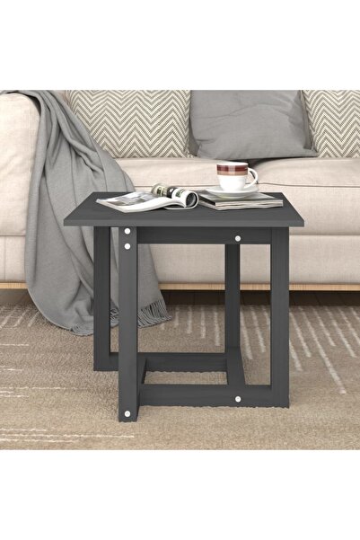 Concept Τραπεζάκι σαλονιού, γκρι, 50x50x45 εκ., μασίφ ξύλο πεύκου