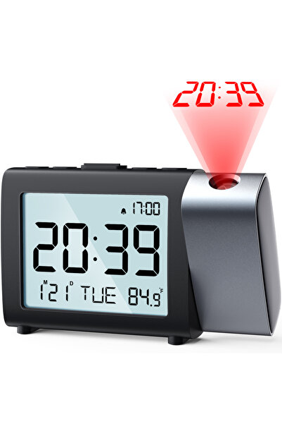 Choice جهاز عرض رقمي أسود 2025 مزود بساعة منبه، قابل لإعادة الشحن، مزود بشاحن...