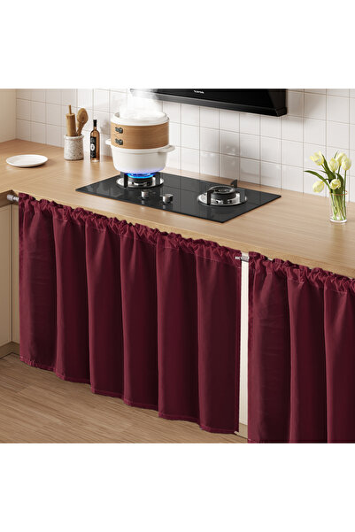 Choice1 ستارة قصيرة مقاومة للماء من الشيفون العنابي، مقاس 100×70 سم، قطعة واح...