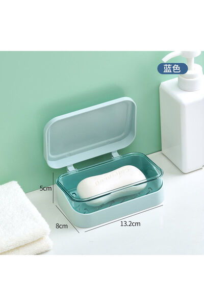 Choice Blue Toilet balcony flip cover soap drain transparent simple soap box ...