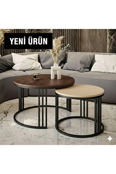 EDMONDA EV AKSESUAR BELLA İKİLİ ORTA SEHPA SİYAH METAL ORTA SEHPA