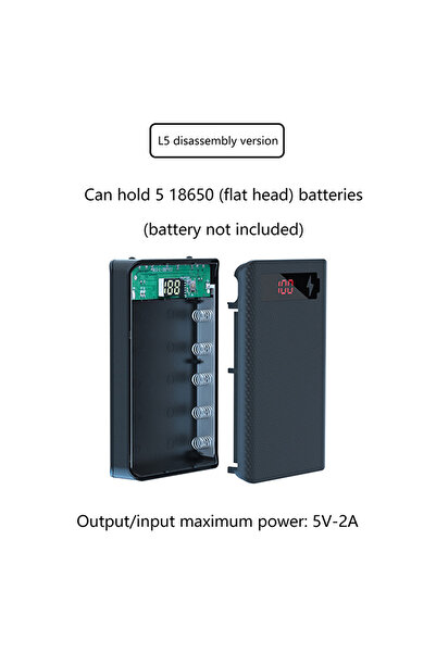 Choice Black Mobile Phone Charger Detachable DIY Shell 5*18650 Battery Power ...