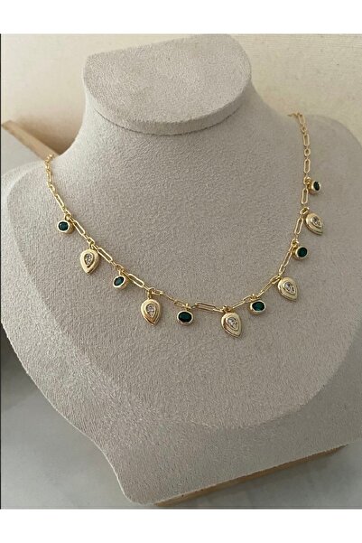 Bade Jewelry Vip Gold Ataç Zincir Üzeri Damla Figürlü Kolye