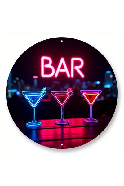 Choice 8x8inch(20x20cm Red Vintage Neon Cktail Bar Sign - Retro City Skyline ...