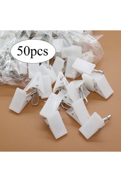 Choice 50 قطعة من مشابك بلاستيكية بيضاء للستائر والملابس الداخلية - مشابك تثب...