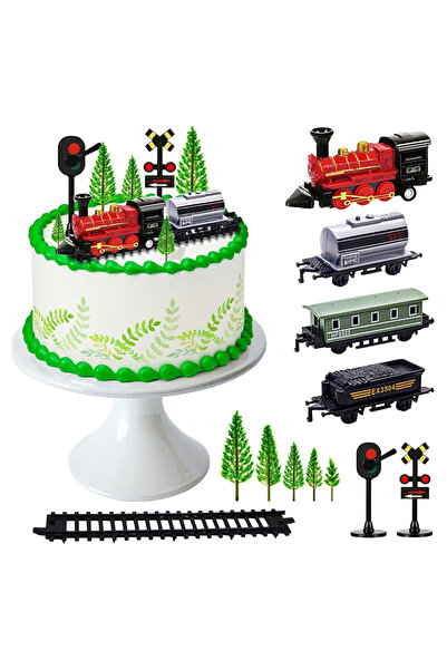 Choice مجموعة قطارات لتزيين الكيك، قطارات صغيرة، مسار مرور، أضواء سكة حديدية،...