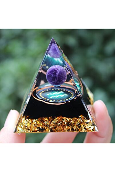 Choice5 هرم أورغون لبرج الدلو، يضمّ اثني عشر برجًا فلكيًا، مرصّع بحجر الجمشت،...