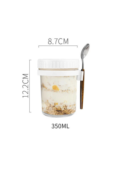 choice2 01 Portable Cereal Breakfast Cups Overnight Oat Glass Cup with Fork M...