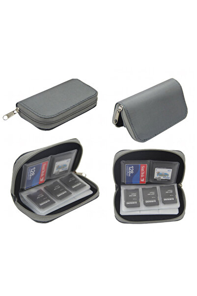 Choice حقيبة رمادية لحمل بطاقات الذاكرة SD، محفظة بـ 22 فتحة لبطاقات CF/SD/Mi...