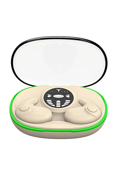 choice2 سماعات أذن لاسلكية بتقنية بلوتوث 5.3 بلون الكاكي، سماعات نوم مخفية، م...