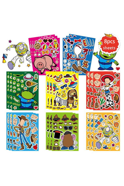 Choice1 8 قطع من ملصقات أحجية توي ستوري (8/16 ورقة) - ملصقات كرتونية مضحكة لت...