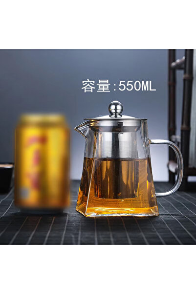 Choice3 إبريق شاي زجاجي جديد مقاوم للحرارة سعة 550 مل مع مصفاة من الفولاذ الم...