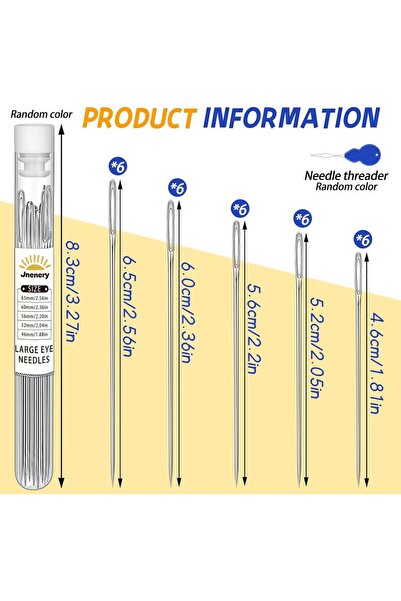 Choice 30pcs 30/60 PCS Large Eye Hand Sewing Needles Leather Embroidery Threa...