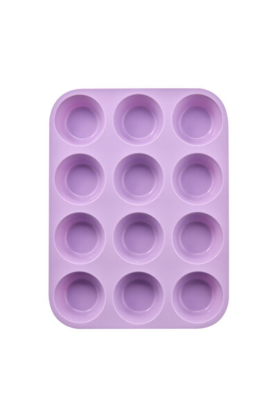 Choice1 قالب سيليكون بنفسجي اللون ذو 12 فتحة، قالب خبز ثلاثي الأبعاد للكيك، م...