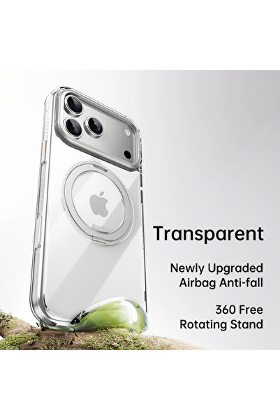 Choice73 iPhone17 Pro Transparent 360° Mechanical Torque-Sound Rotating Stand...