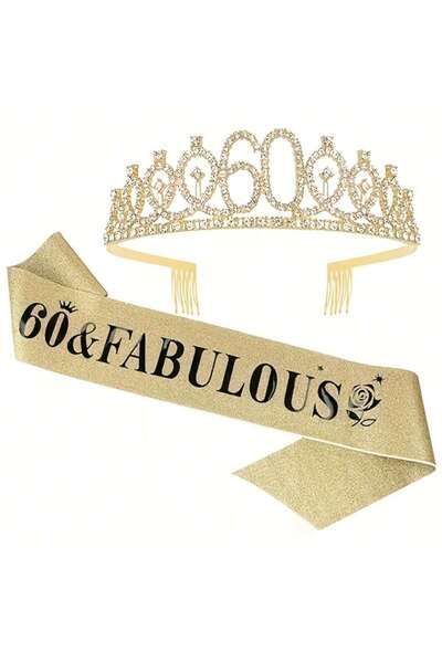 Choice Golden -2pcs Birthday decorati for 60year-old women, including birthda...