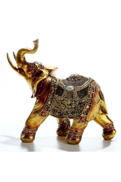 Choice فيل ذهبي، قطعة واحدة، ديكور من الراتنج على شكل فيل - منحوتة ثلاثية الأ...